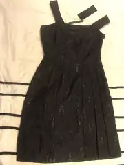 NWT Nicola Finetti Brocade Latern Black Sleeveless Dress LBD Size 8, RRP $392