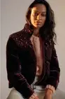 NWT Anthropologie Vera Sequined Luxury Velvet Puffer Jacket Preppy Glam Size L