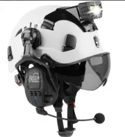 GREEN DEVIL Hard Hat Safety Helmet with Visor Bluetooth Ear Muffs and Headlamp