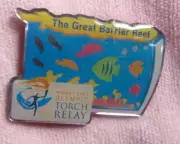 OLD COLLECTABLE SOUIVENIR PIN- SYDNEY OLYMPIC TORCH RELAY BARRIER REEF