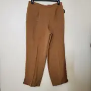 Valerie Stevens Women Pant SZ 14 Brown Linen/Viscose Career Office Underlined