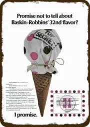 1970 BASKIN-ROBBINS Ice Cream Shop Vintage-Look DECORATIVE REPLICA METAL SIGN