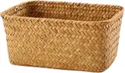 TOVINANNA Small Wicker Baskets for Organizing, Weave Bathroom Basket, Recycled Paper Rope Storage Basket for Shelves Bathroom Cupboards Drawer, Decorative Square Basket Organizer