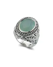 Samuel B. Silver Paraiba Onyx Filigree Ring