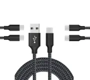 Catzon 1M 2M 3M 5Packs USB Type C Cable Nylon Braided W Phone Cable Fast Charger Cable USB Cord -Black Gray