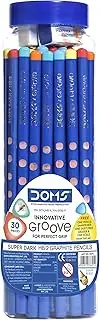 Doms Groove Super Dark Graphite Pencils Jar Pack | Innovative Groove For Perfect Grip | Ideal for School, Office & General Purpose | 30 Pencils Jar Pack