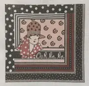 Handpainted Needlepoint Canvas Ooh La La Paris Girl Mindy Polka Dots 14M 12x12