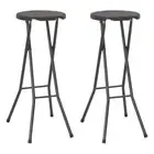 Garden Bar Stool Set Of 2 Foldable Patio Barstool Chair Rattan Look Design Brown