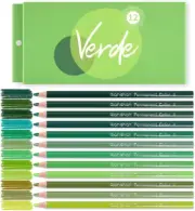 12 Green Colored Pencils Oil Based Pre-sharpened Wooden 12 green pencils