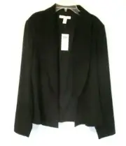 Chicos Crepe Shawl Collar Jacket Sz 2 Large Black Long Sleeve Open Women EE618