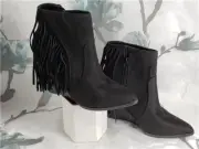Carlos by Carlos Santana Mika Ankle Boots w/ Fringe Accent Black Size 7M NIB
