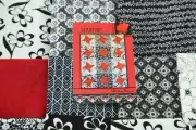 Starfire Quilt Kit Red Black White Prints + Backing Fabric 53" x 65"