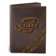 ZeppelinProducts OKS-IWD2-BRW Oklahoma State Trifold Debossed Leather Wallet