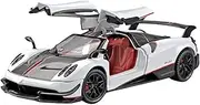 Die Casting 1:24 for Pagani Huayra Zonta HP China Dragon Simulation Alloy Car Model Sound and Light Fully Open Door Miniature Vehicle Model Presents Ornaments(1:24 Huayra White and Black)