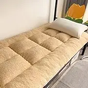 Japanese Floor Futon Mattress 4'' Thicken Tatami Mattress Foldable Sleeping Pad Portable Dormitory Tatami Mat Roll Up Floor Lounger Bed for Adult(Khaki,150x200cm(59x79inch))