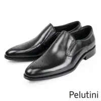 在飛比找momo購物網優惠-【Pelutini】時尚質感雕花樂福鞋 黑色(8745-BL
