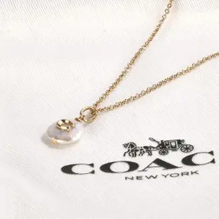 【COACH】珍珠貝殼內鑲C字造型項鍊(金色)