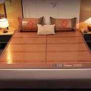 Snaweo Sum mer Cooling Bamboo Sleeping Mat Foldable, Breathable Bed Sheet Air Conditioning Mat, Double King Size Mattress Topper Pad, Bedroom Essential for Sum mer Sleeping(120x200cm/47x79in)