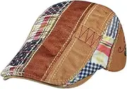 [HIQIU] Beret Cap Men's Flat Cap Gatsby Peaked Cap Newsboy Flat Cap Unisex Beret Hat Golfer Hat
