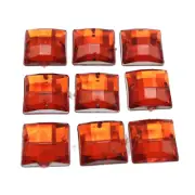 100 Red Acrylic Square Sewing Flatback Rhinestone Gems Sew on Beads 14mm