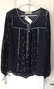 NWT Abercrombie & Fitch Women's Lace-Up Peasant Top (Size: S)