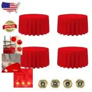 4-Piece Machine Washable Red Round Tablecloths - Perfect for Weddings & Parties