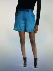 Helmut Lang Women Blue Organza Shorts Size:32