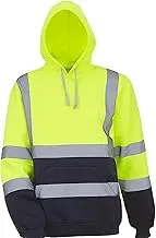 Hi Vis Hoodies for Men Women Construction Work Safety Sweatshirts Unisex High Visibility Security Jacket with Pocket, Green, X-Large