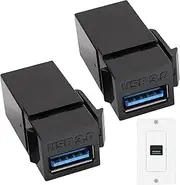 USB Keystone Jack Coupler,2-Piece Female to Female USB3.0 Outlet Panel Plug | USB Wall Plate Extension Connector for Living Room, Hotel, Bedroom, Apartment, Home
