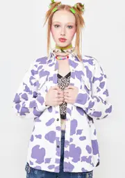 [Bailey Rose] Grape Cow Denim Shirt
