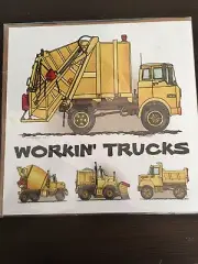 Workin Trucks Print by Richard Neuman Numbered Nursery Decor Cement Mixer Trash