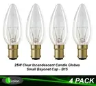 4 x 25W Clear Candle Light Globes Bulbs Lamps Incandescent Small Bayonet B15 SBC