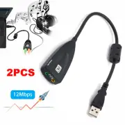 2PCS USB2.0 To 3.5mm Mic/Headphone External 7.1 Channel Audio Sound Card Adapter