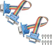 uxcell 2 Pcs IDC Rainbow Wire Flat Ribbon Cable DB9 Male to DB9 Female 3.9 Inch Length 2.54mm Pitch Breadboard Jumper Wires for Electronic Projects