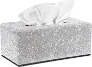 Sumnacon Decorative Rectangular Silver Tissue Box Holder with Magnetic Closure for Home Office Car