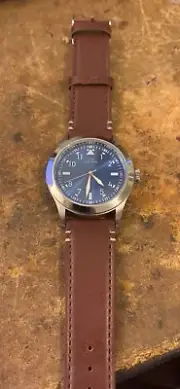 New Elevon Hanson Men's Watch Blue Face Brown Leather Strap Elevon model ELE1171