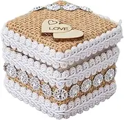 CHILDWEET Box Rustic Engagement Ring Box with Handwoven Jute and Lace for Weddings Proposals and Bridal Showers Unique Flower Girl Accessory Symbol of Eternal Love