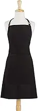 DII Cotton Adjustable Plus Size Chef Apron with Pockets and Extra Long Ties, 32 x 38, Oversized Extra-Large Men & Women Bib Apron for Cooking, Baking, Crafting, Gardening, BBQ-Black