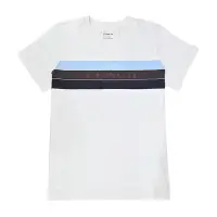 在飛比找Yahoo奇摩購物中心優惠-COACH 三色條紋馬車LOGO印花短袖中性T恤(白)