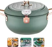 Japanese Deep Frying Pot with Thermometer Non-stick Tempura Fryer Pan 24m AU