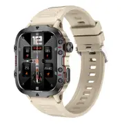 1.96 Inch Colour Screen Smart Watch Silicone Strap Support Bluetooth Call Khaki Smart Watches
