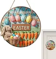 Wooden Easter Welcome Signs, Easter Bunny Door Sign | Cartoon Wooden Welcome Door Hanger | Safe and Tasteless Decorative Easter Sign for Farmhouse, Wall, Window, Front Door