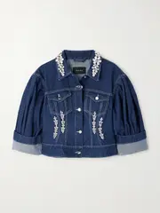 [Simone Rocha] Simone Rocha - Turbo Embellished Denim Jacket - Indigo - UK 12 UK 12 Blue