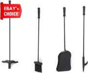 Traderight 4PCS Fireplace Tool Set Cast Iron Poker Brush Shovel Stand