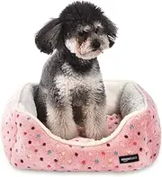 Amazon Basics Cuddler Pet Bed - Soft and Comforting - Small, Polka Dots