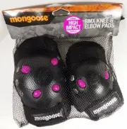 Mongoose BMX Knee & Elbow Pads Pink & Black High Impact Shell