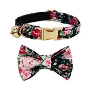 ANYWAGS Cat Collar Floral Black Bow Large with Safety Buckle, Bell, and Durable Strap Stylish and Comfortable Pet Accessory