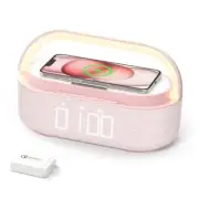 Bluetooth Speaker with Wireless Charger, FM Radio, Dimmable LED Night Pink