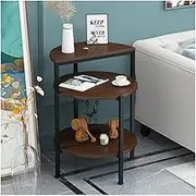 Coffee Tables 3-Layer Side Table Metal Retro Tea Table Living Room Balcony Small Apartment Sofa Bedside Home 43X43X61cm (Color : Brown)