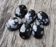 AAA+ Natural Snowflake Obsidian Cabochon Oval Shape Loose Gemstone
